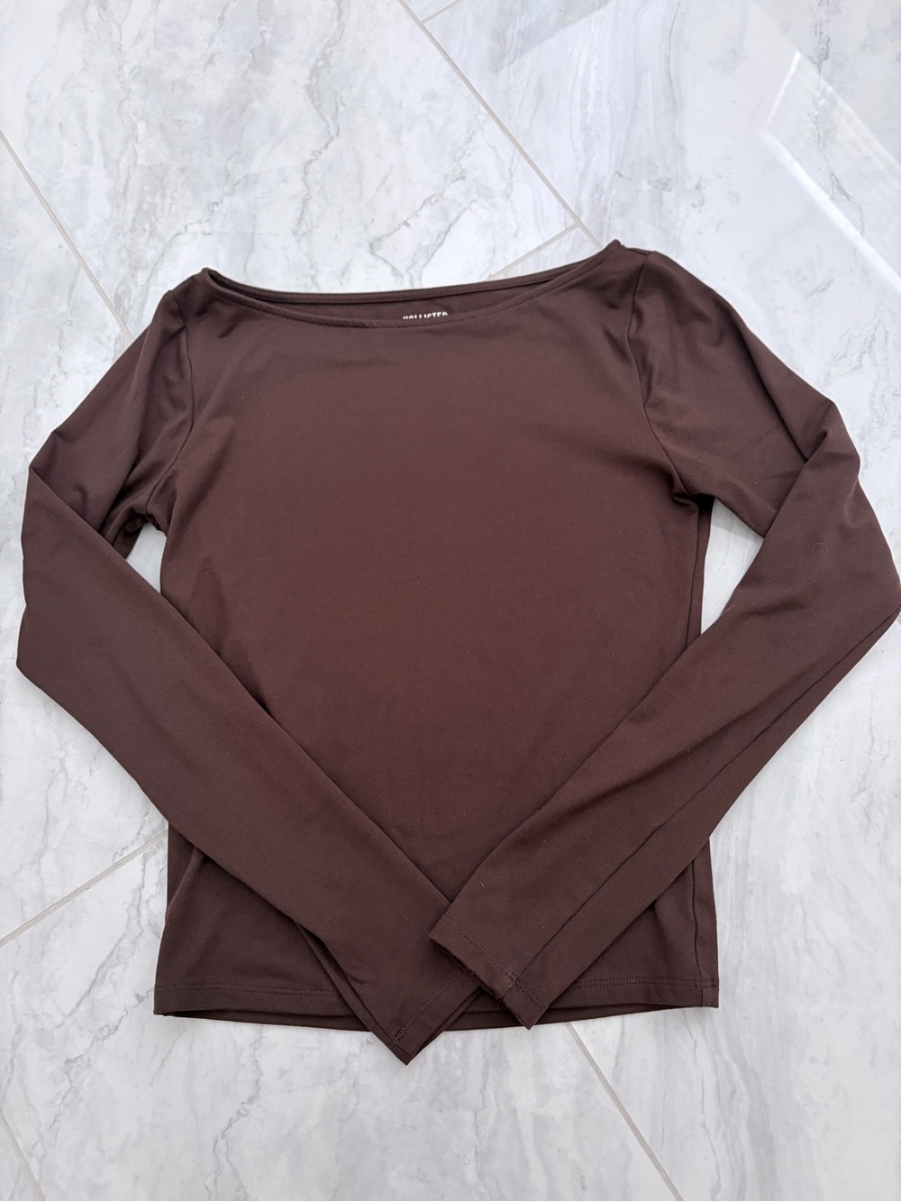 Hollister Brown Long Sleeve Scoop Neck Top